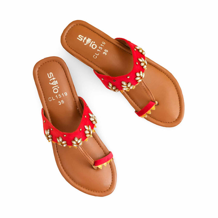 Red Casual Chappal CL1519