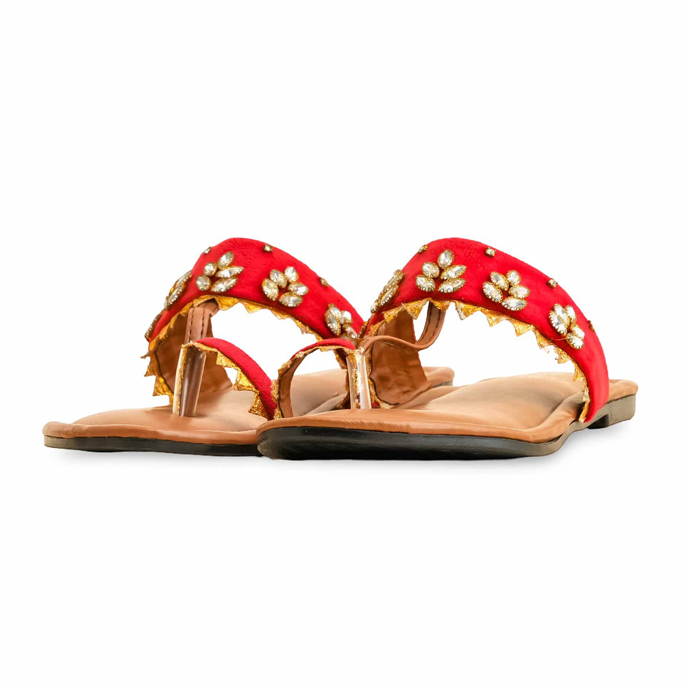 Red Casual Chappal CL1519
