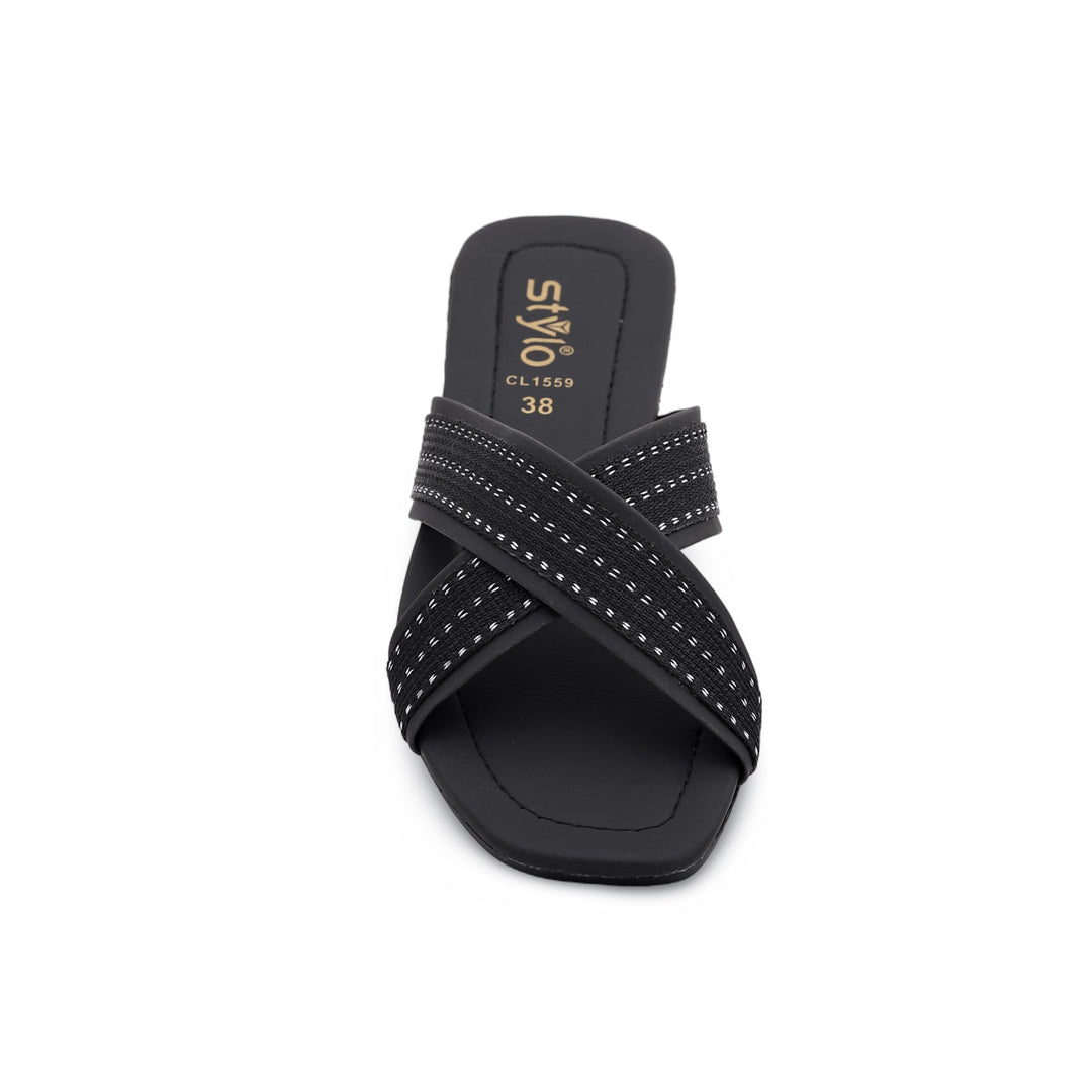 Black Casual Chappal CL1559