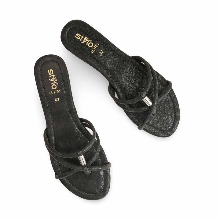 Black Casual Chappal For Ladies CL1701