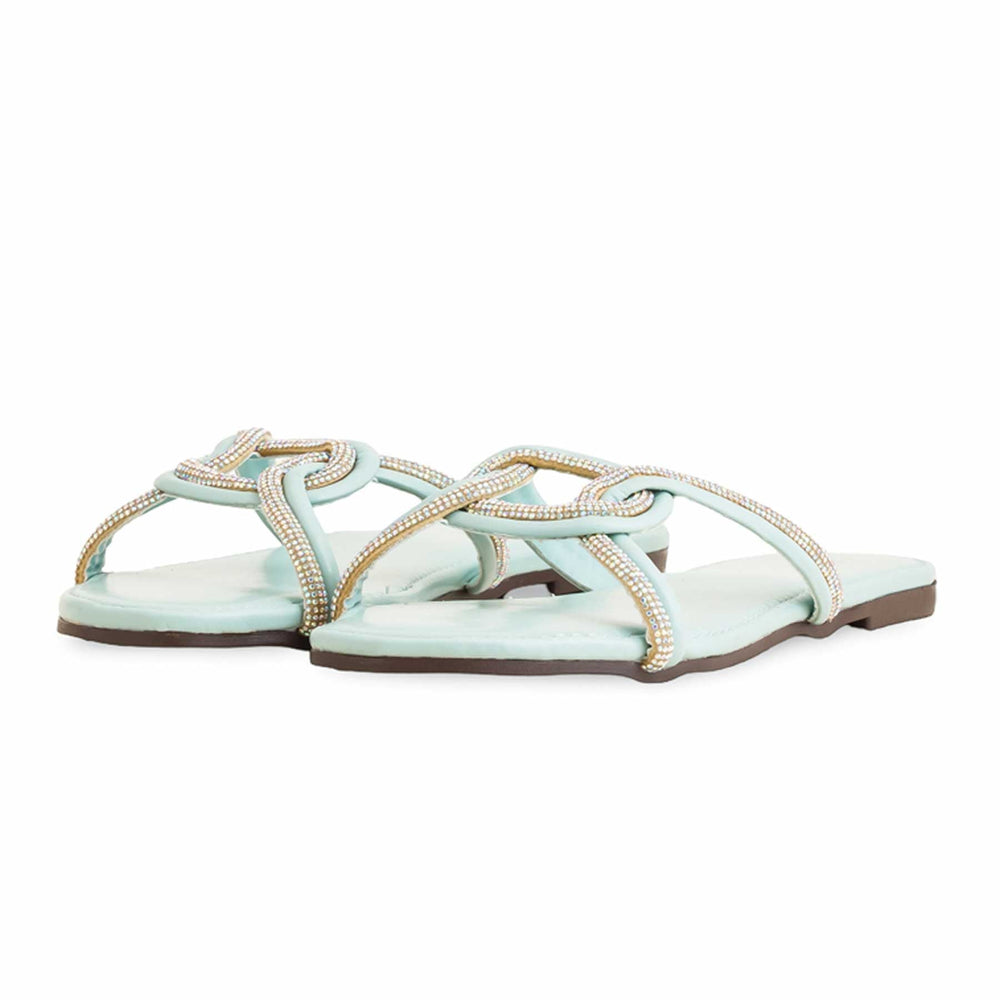 Aqua Green Casual Slipper For Ladies CL1943
