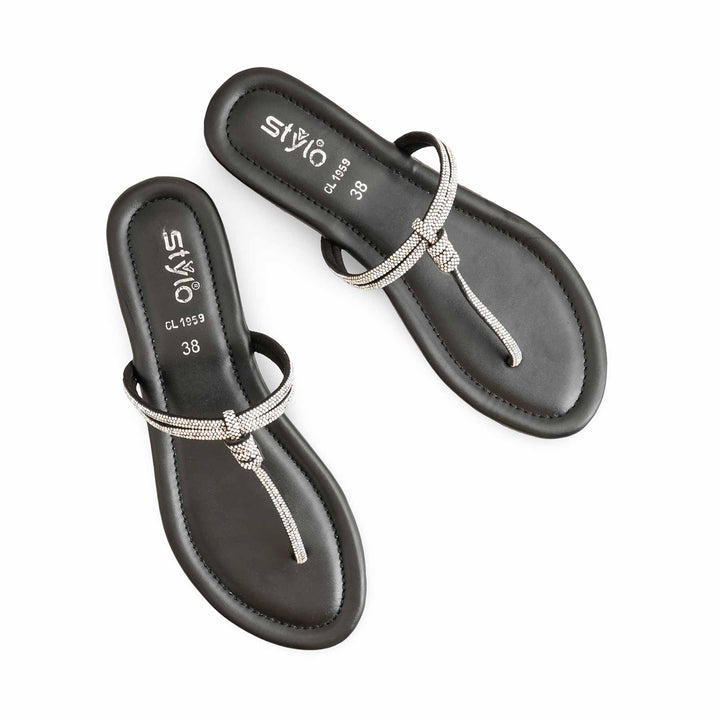 Black Casual Chappal For Women CL1959