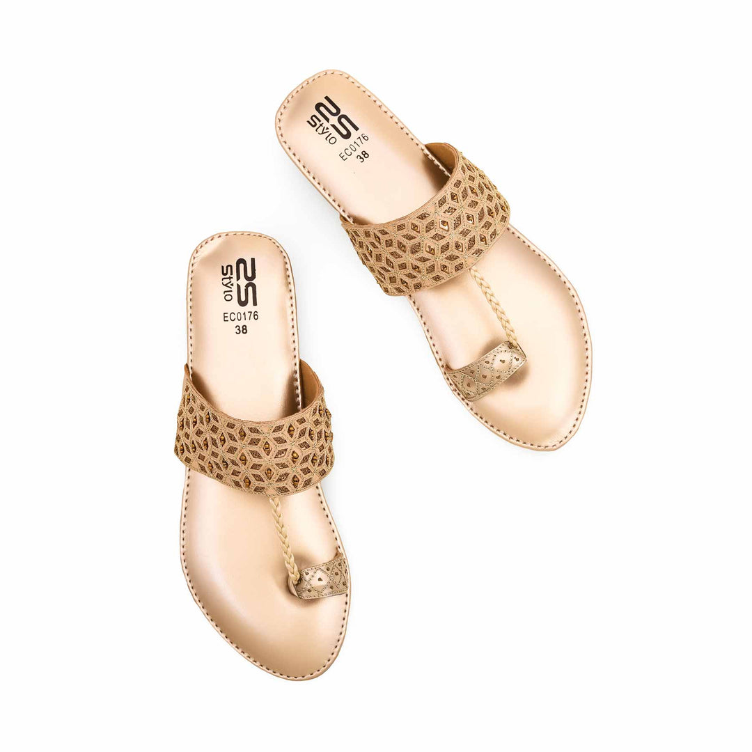 Golden Ethnic Chappal EC0176