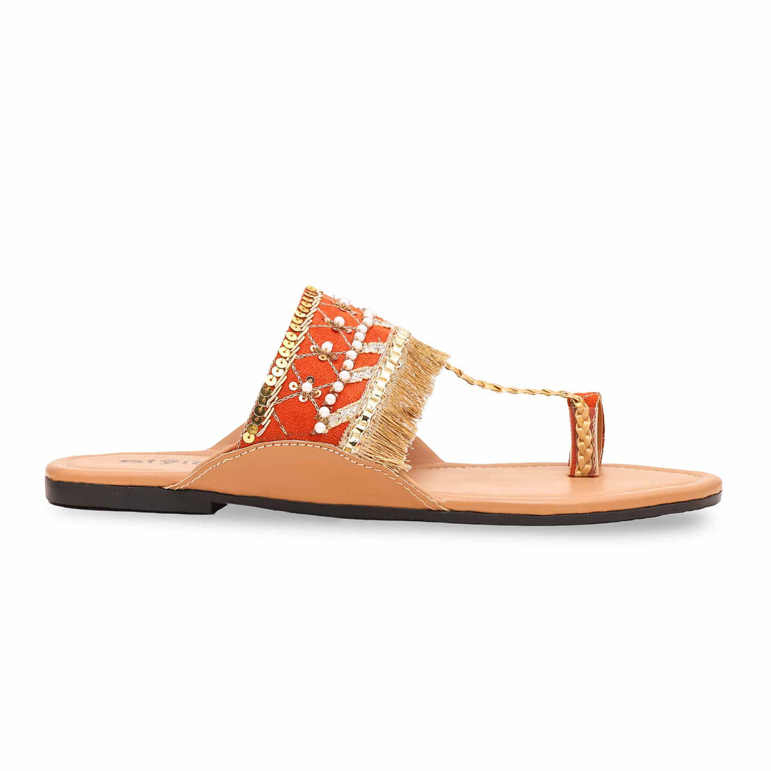 Orange Fancy Women Chappal EC0206