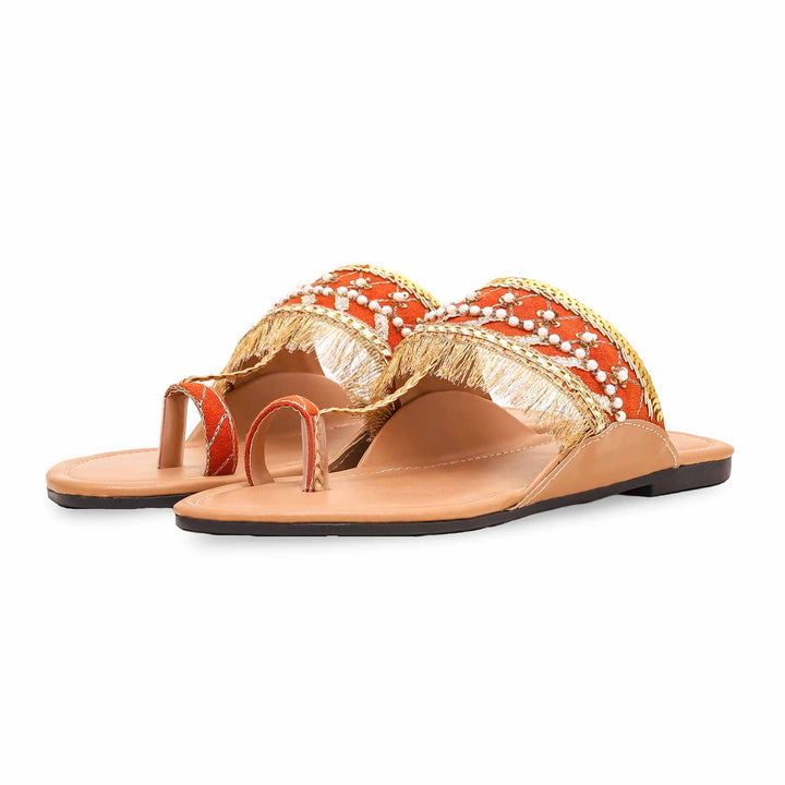 Orange Fancy Women Chappal EC0206