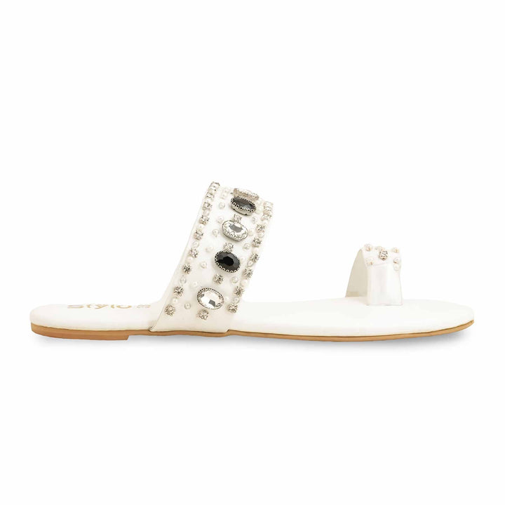 White Fancy Women Chappal Ec0220