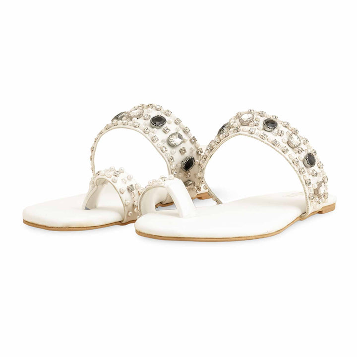 White Fancy Women Chappal Ec0220