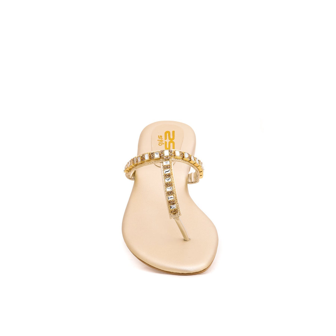 Golden Fancy Chappals FN0648 | Stylo