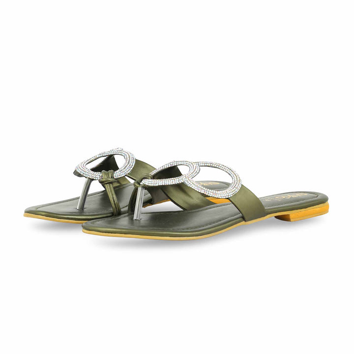 Olive Fancy Chappal FN0775
