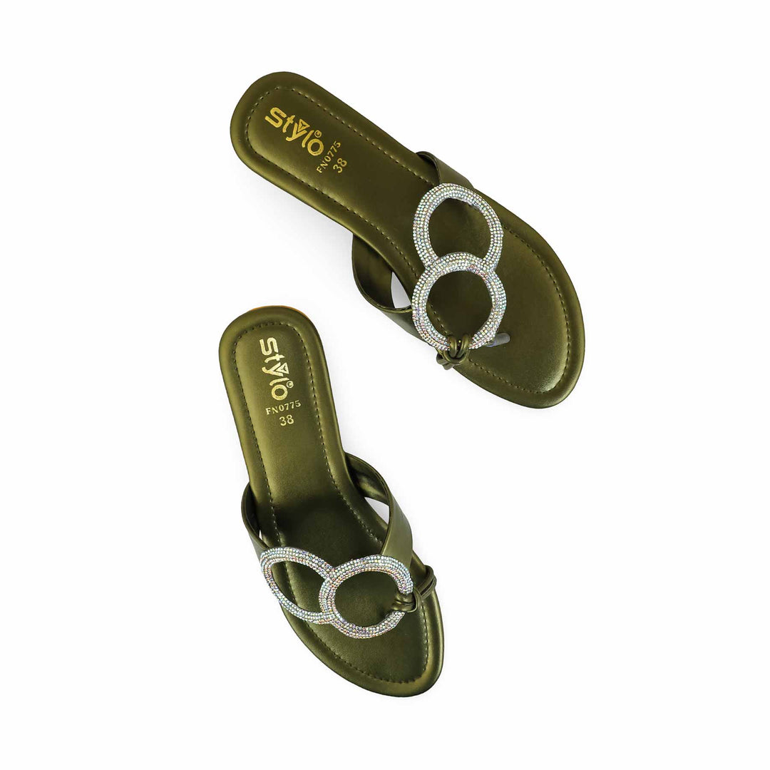 Olive Fancy Chappal FN0775