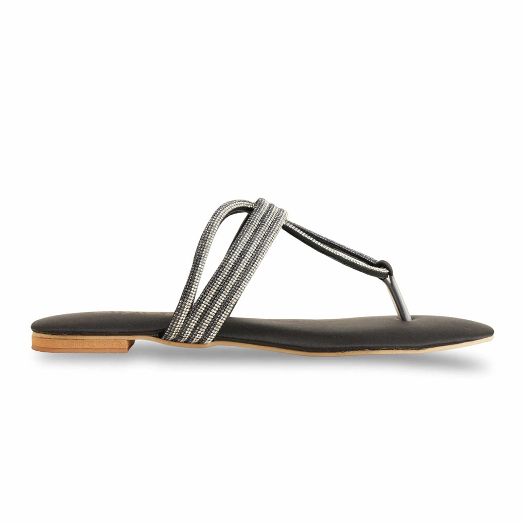 Black Fancy Chappal For Women FN0788