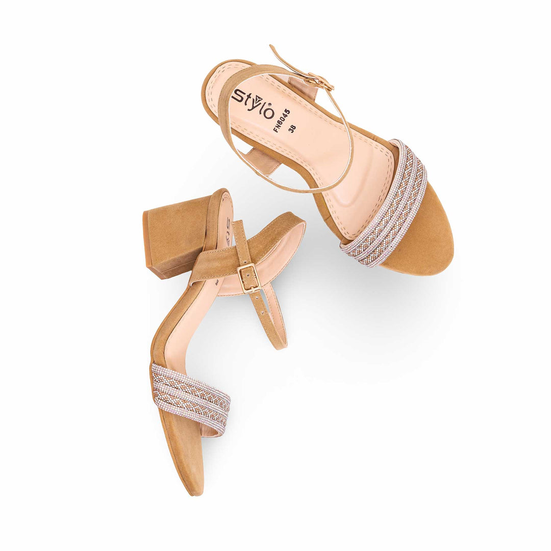 Golden Fancy Block Heel Sandal FN6045