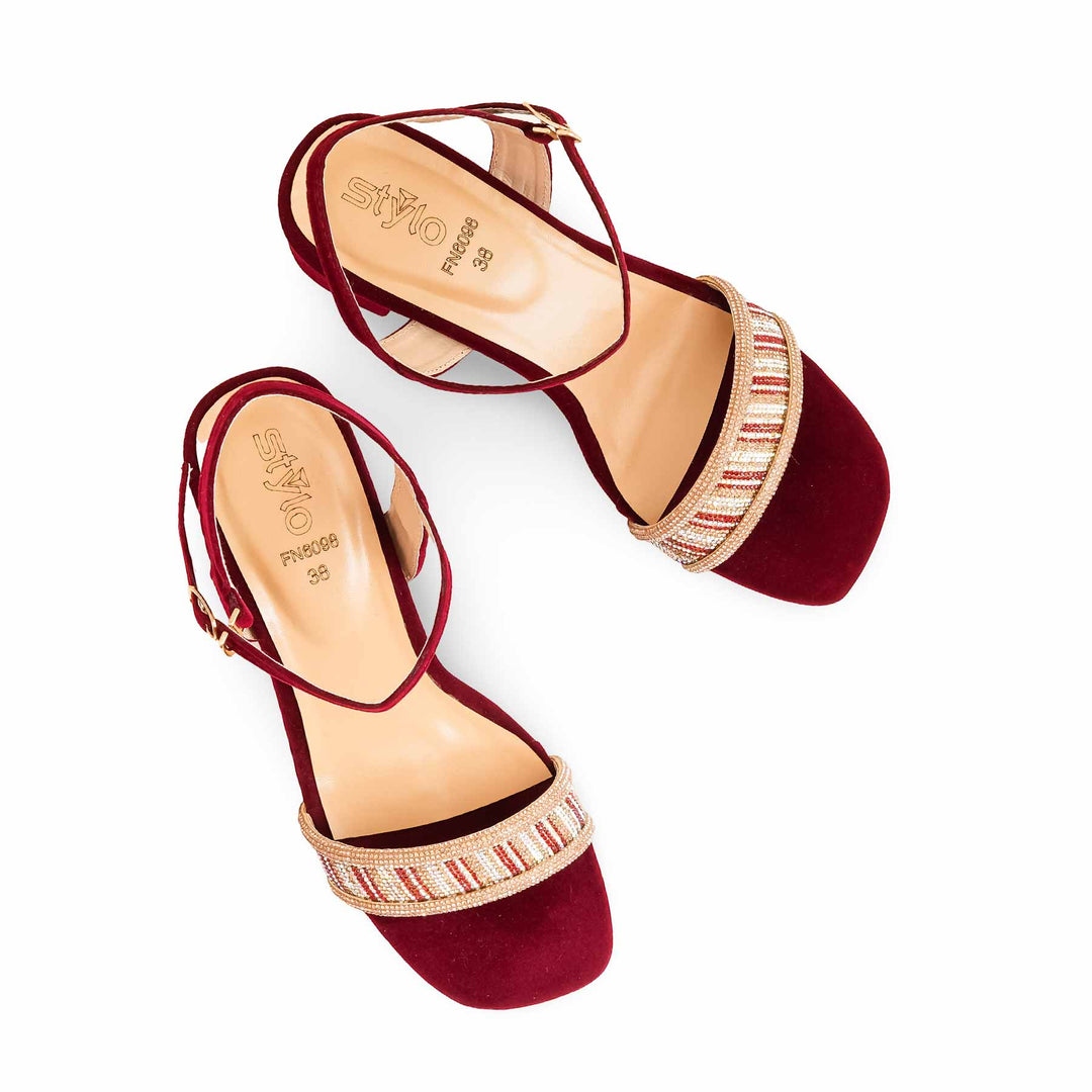 Maroon Fancy Sandal For Women FN6098