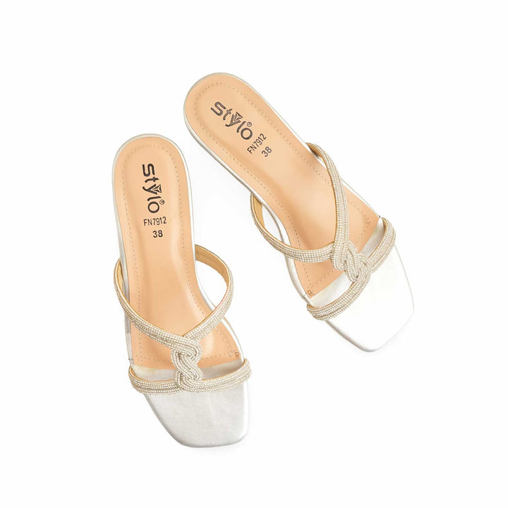 Silver Fancy Slipper For Women FN7912