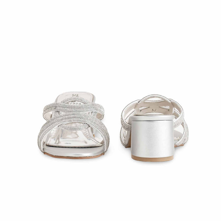 Silver Fancy Slipper For Women FN7924