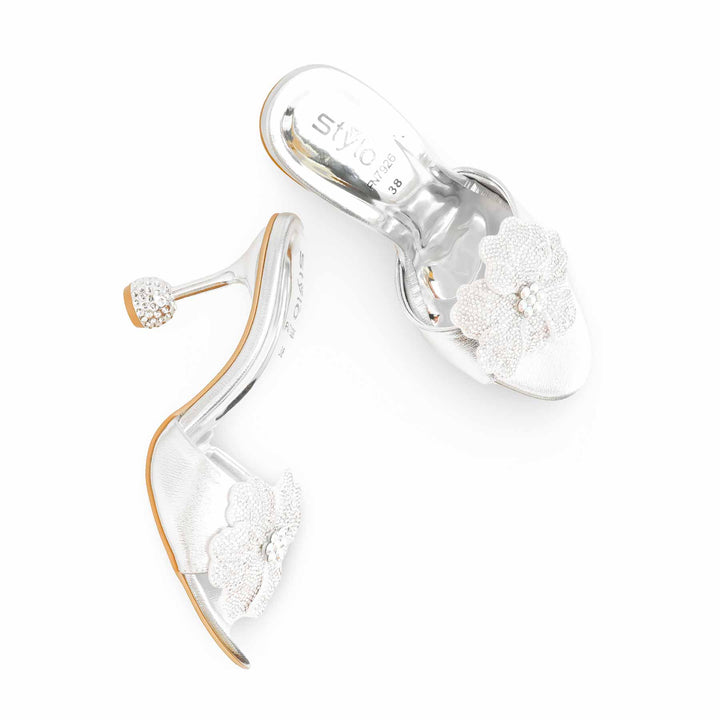 Silver Fancy Slipper For Ladies FN7926