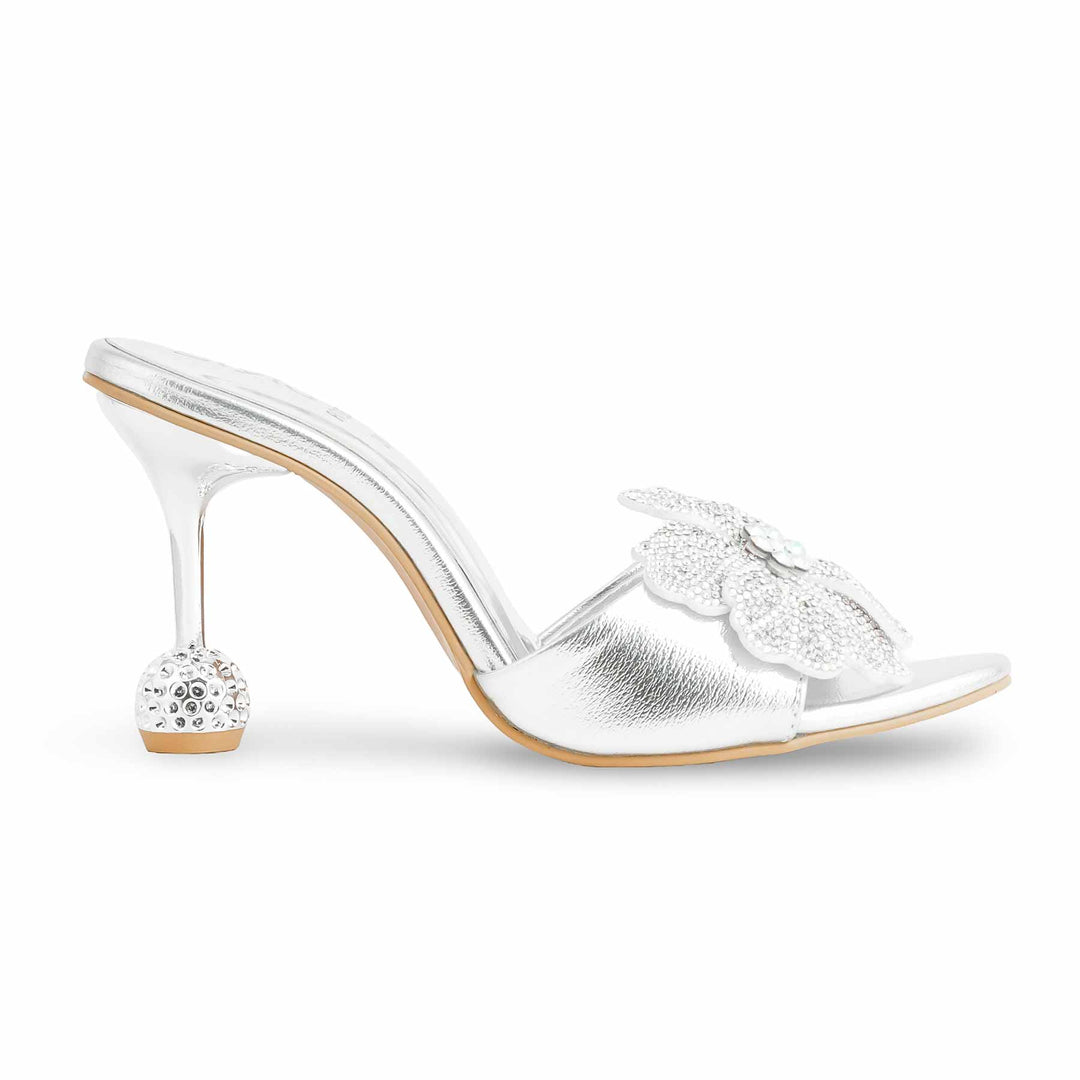 Silver Fancy Slipper For Ladies FN7926