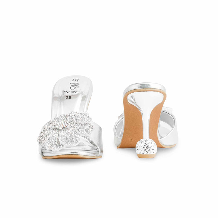Silver Fancy Slipper For Ladies FN7926