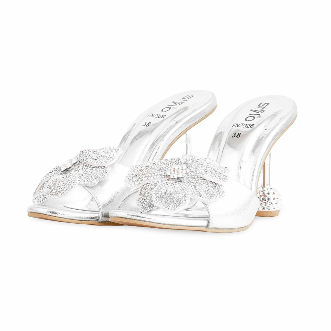 Silver Fancy Slipper For Ladies FN7926