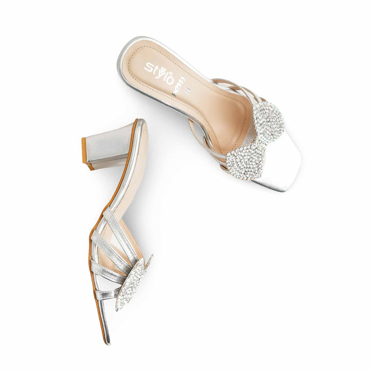 Silver Fancy Slipper For Ladies FN7955