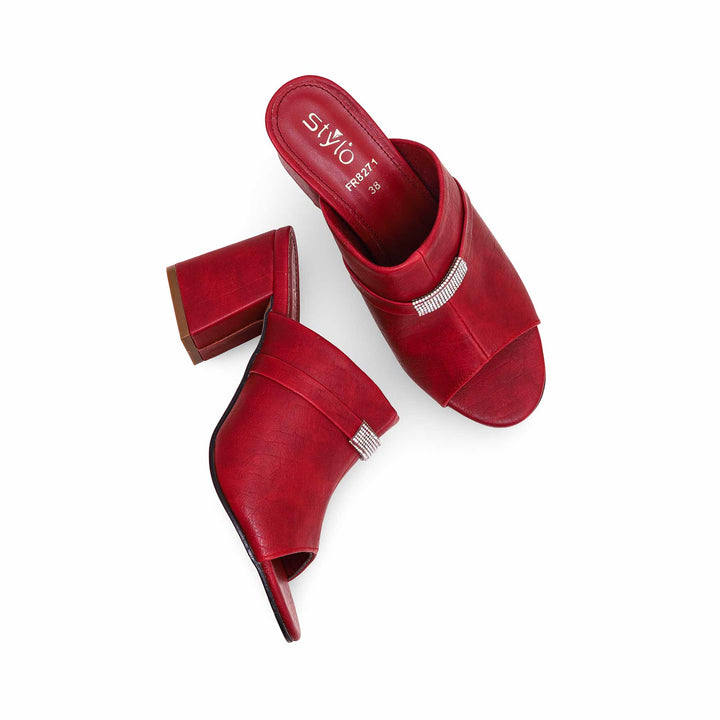 Red Formal Block Heel Slipper FR8271