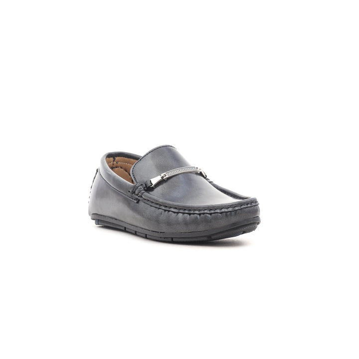 Boys Grey Formal Moccasin KD0340