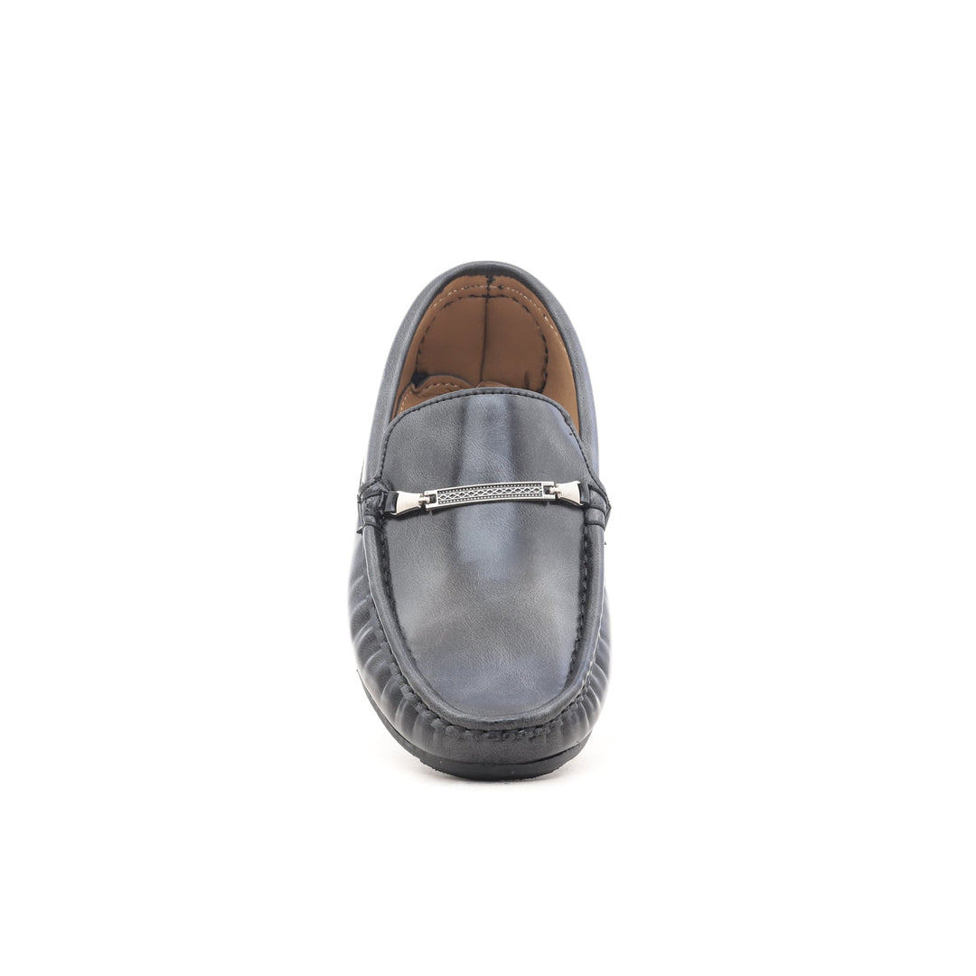 Boys Grey Formal Moccasin KD0340