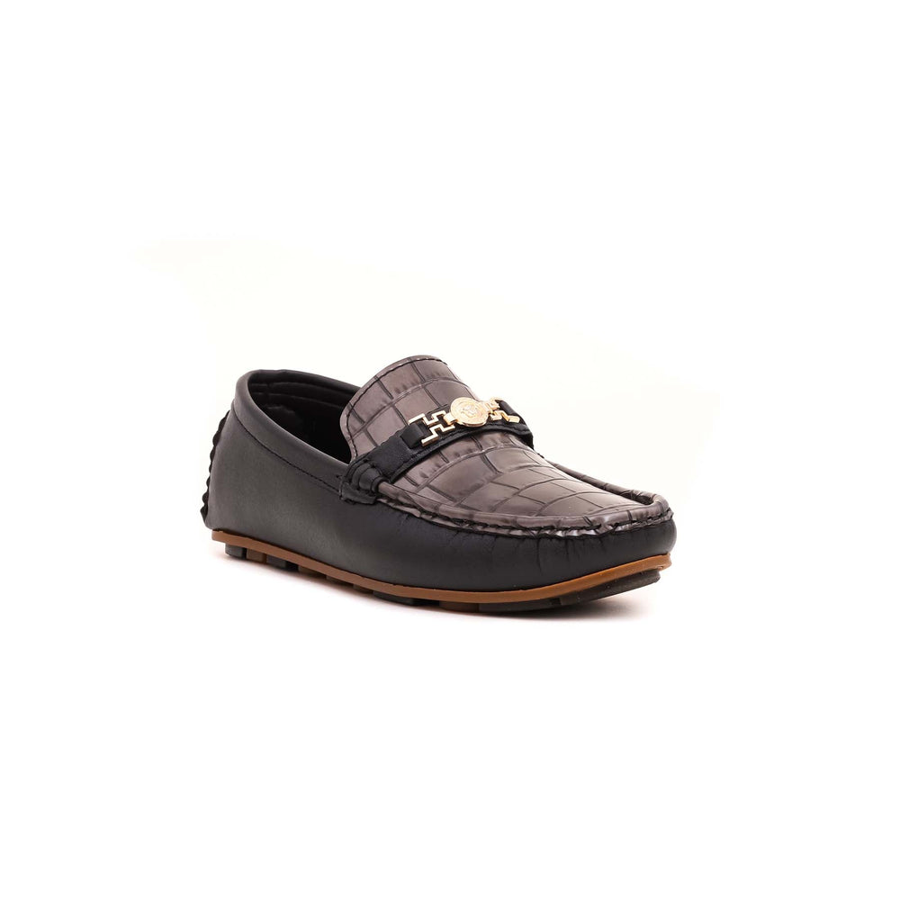 Boys Grey Formal Moccasin KD0375