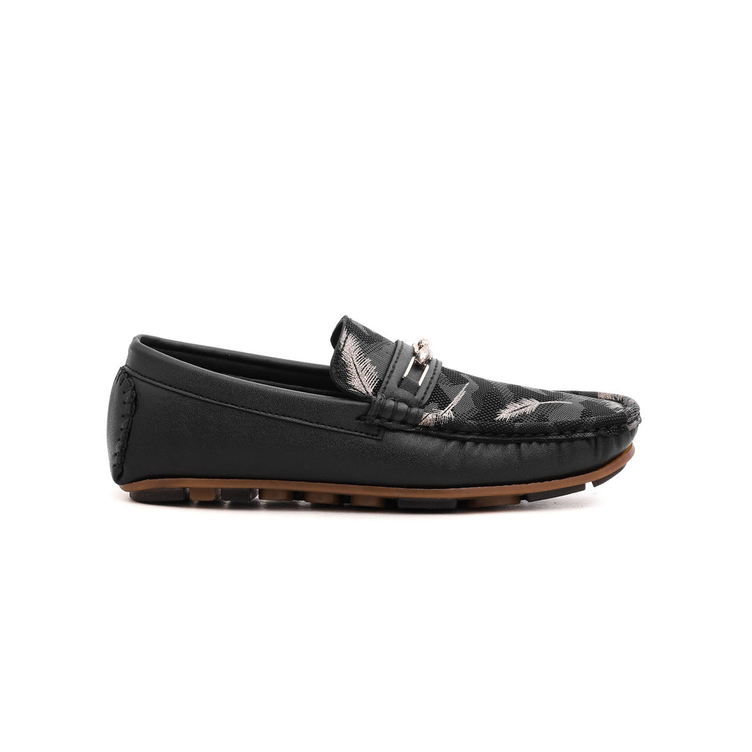 Boys Black Formal Moccasin KD0381