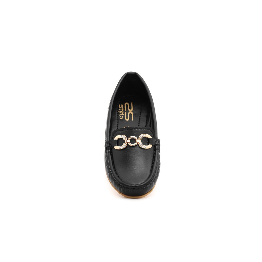 Girls Black Formal Moccasin KD0385