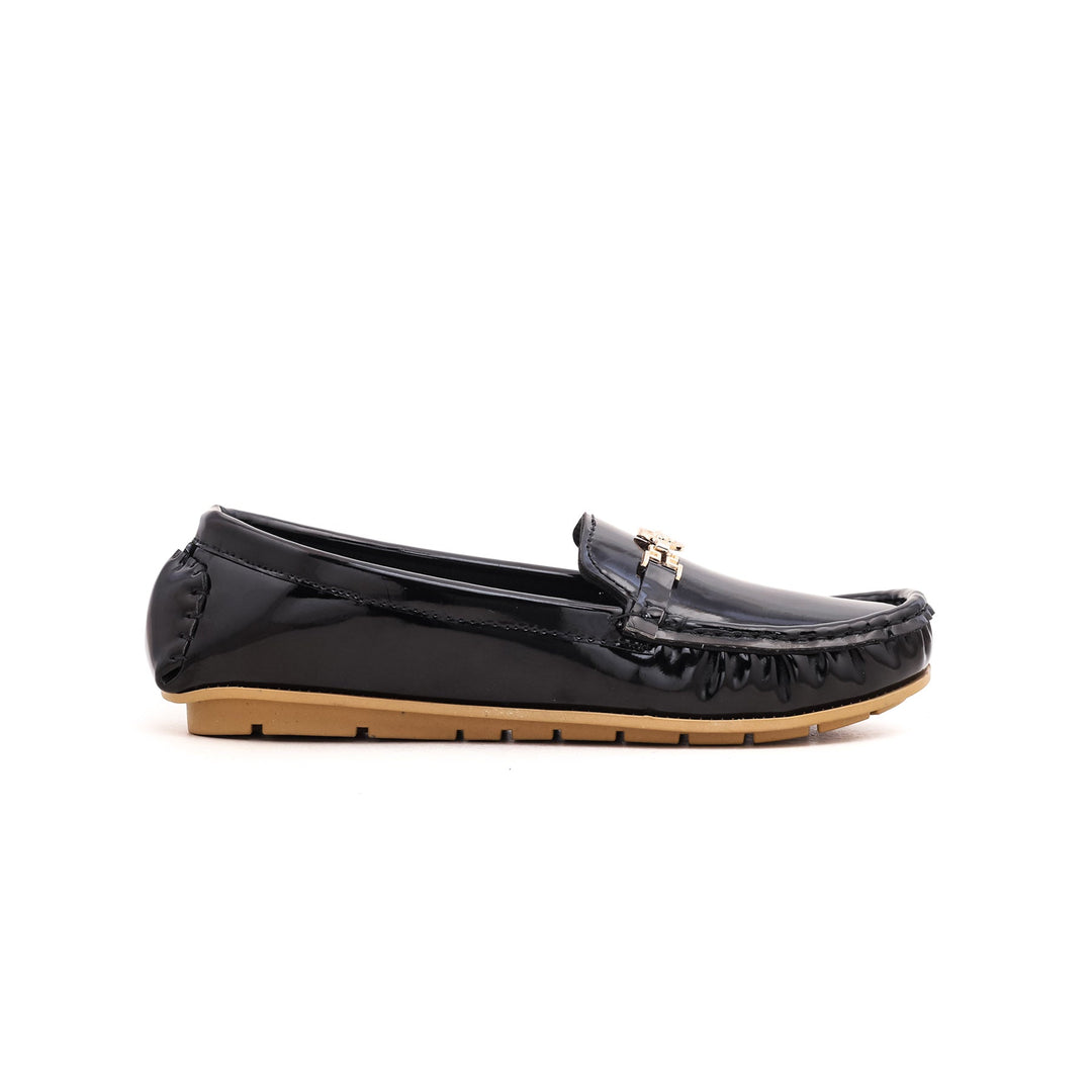 Girls Black Formal Moccasin kD0390