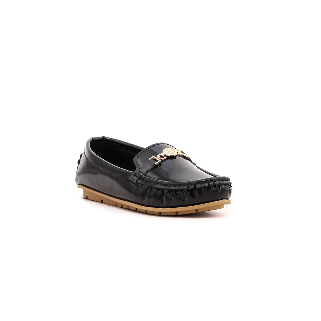 Girls Black Formal Moccasin kD0390