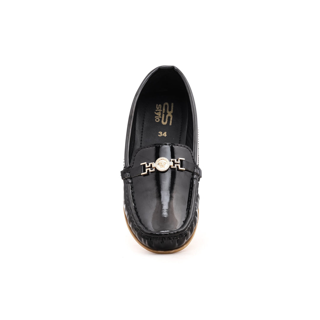 Girls Black Formal Moccasin kD0390