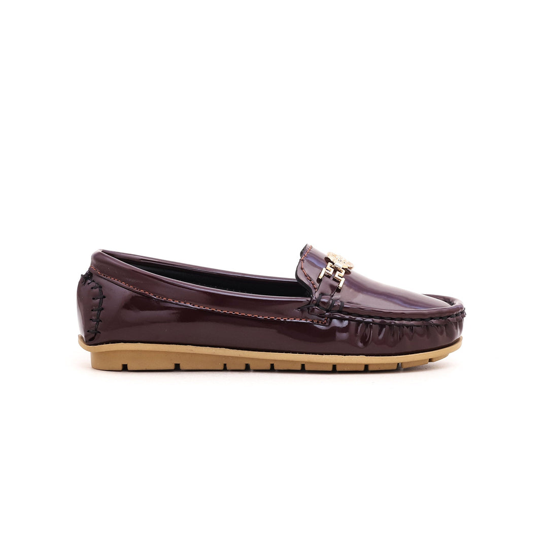 Girls Maroon Formal Moccasin kD0390