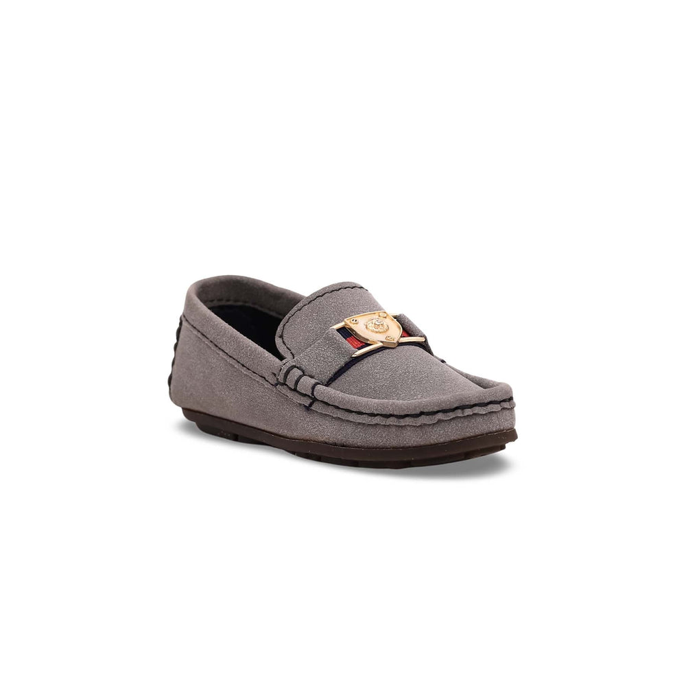 Boys Grey Formal Moccasin KD0400