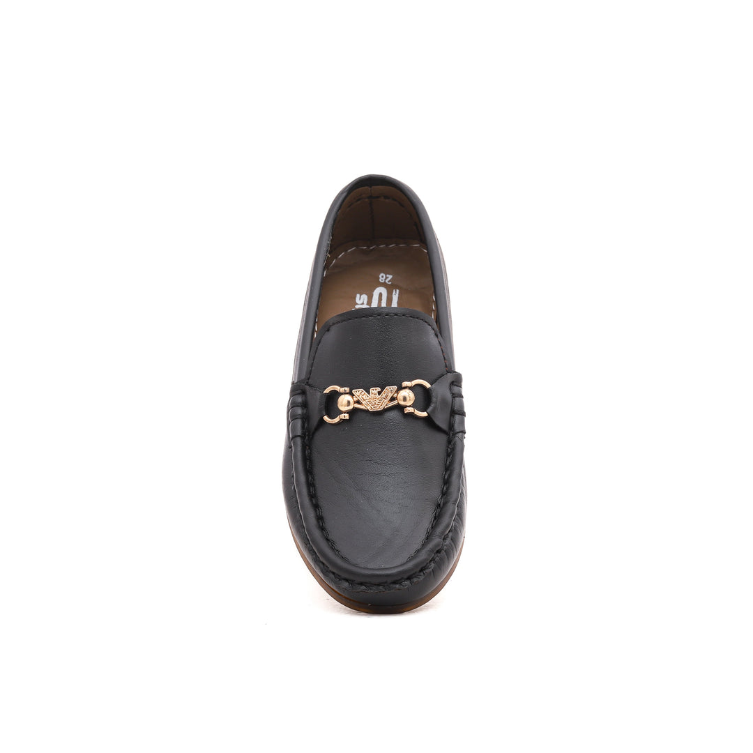 Boys Black Formal Moccasin KD0406