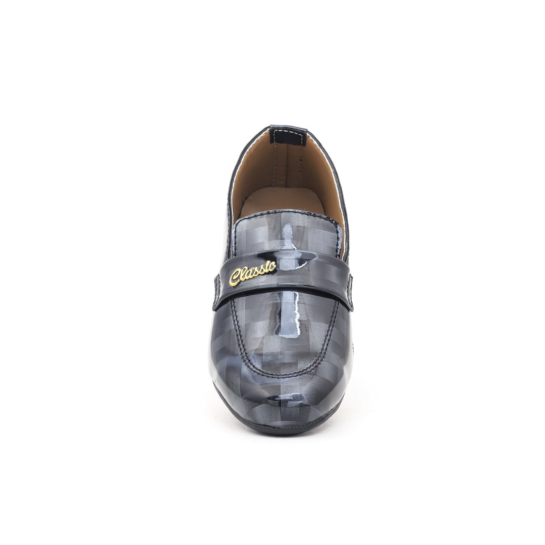 Boys Grey Formal Moccasin KD0517