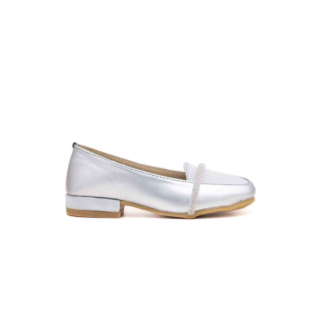 Girls Silver Formal Moccasin KD0565