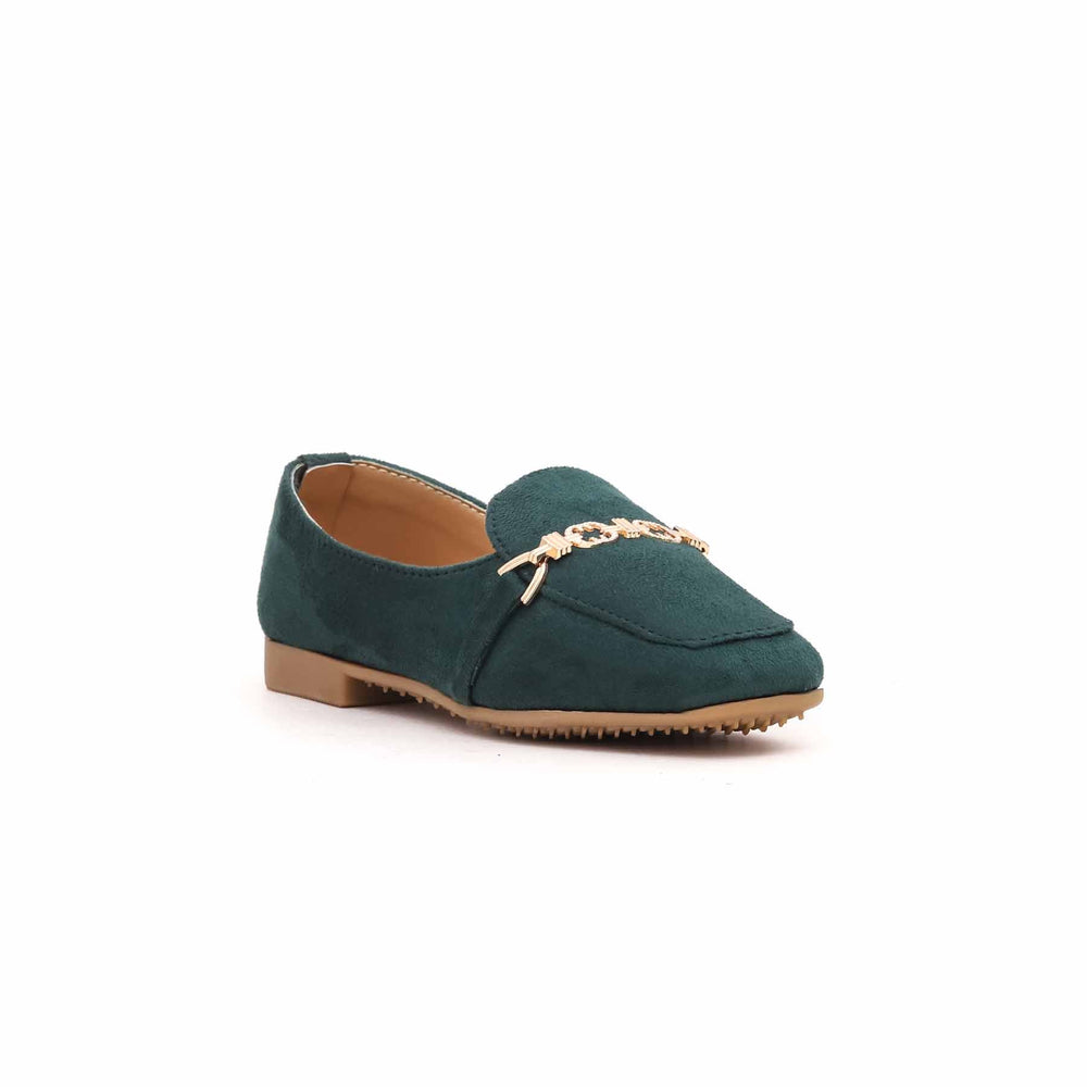 Girls Green Formal Moccasin KD0589