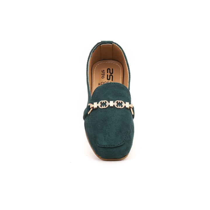 Girls Green Formal Moccasin KD0589