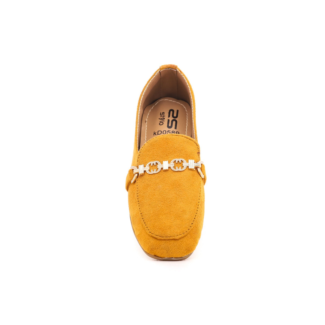 Girls Yellow Formal Moccasins KD0589