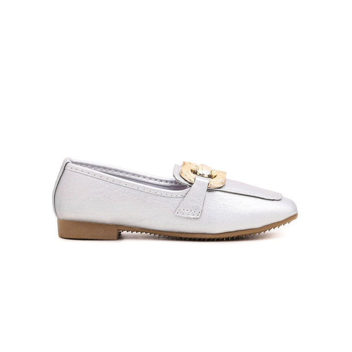 Girls Silver Formal Moccasin KD0690