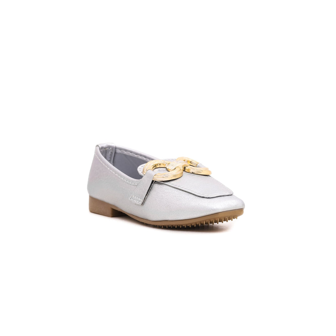 Girls Silver Formal Moccasin KD0690