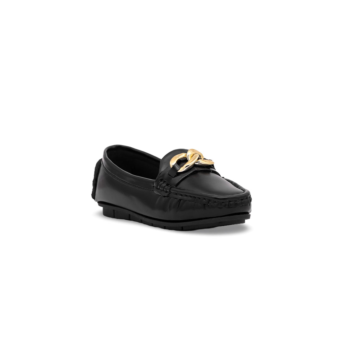 Girls Black Formal Moccasin KD0691