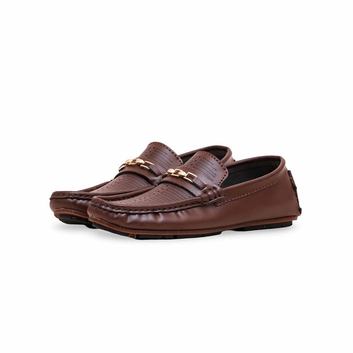 Boys Brown Formal Moccasin KD0826