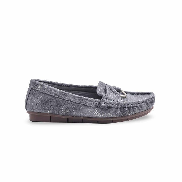 Girls Grey Formal Moccasin KD0909