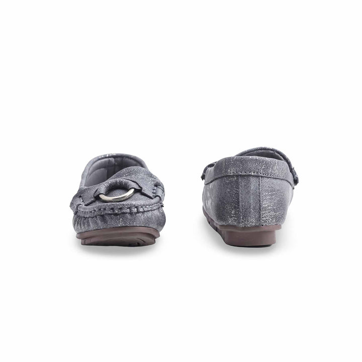 Girls Grey Formal Moccasin KD0909