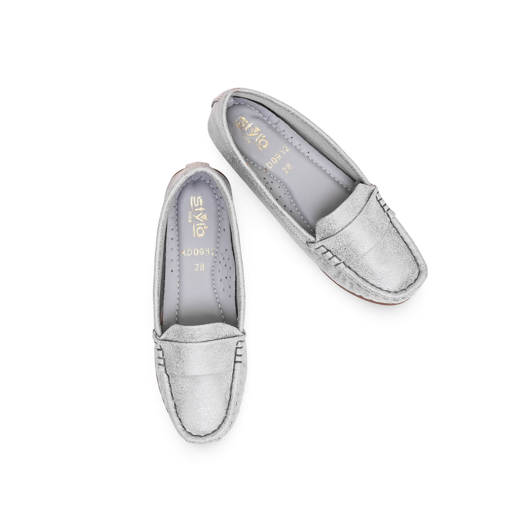 Girls Silver Formal Moccasin KD0912