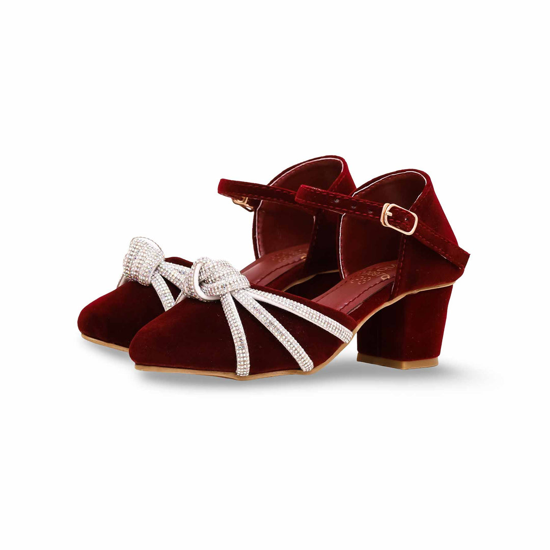 Girls Maroon Fancy Pumps KD0970