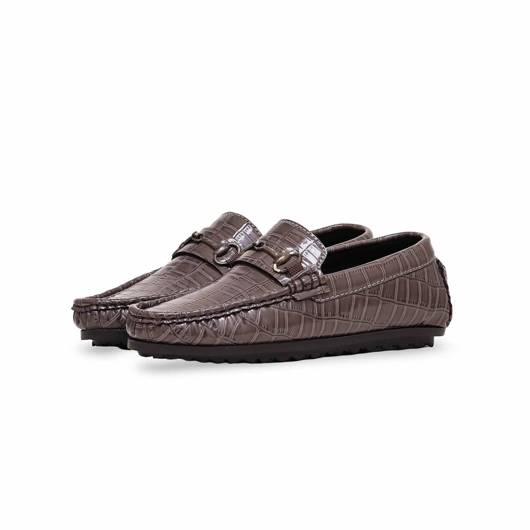 Boys Grey Formal Moccasin KD0996